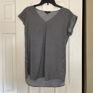 Express Black and White Checkered Tunic Tee Blouse